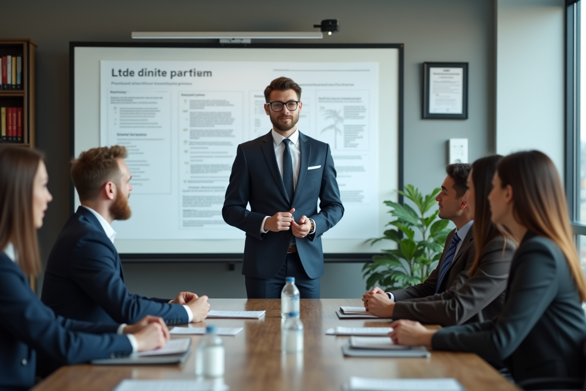 Jeune conseiller juridique parlant lors d