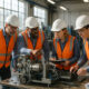 Équipe d'ingénieurs en sécurité dans une usine moderne