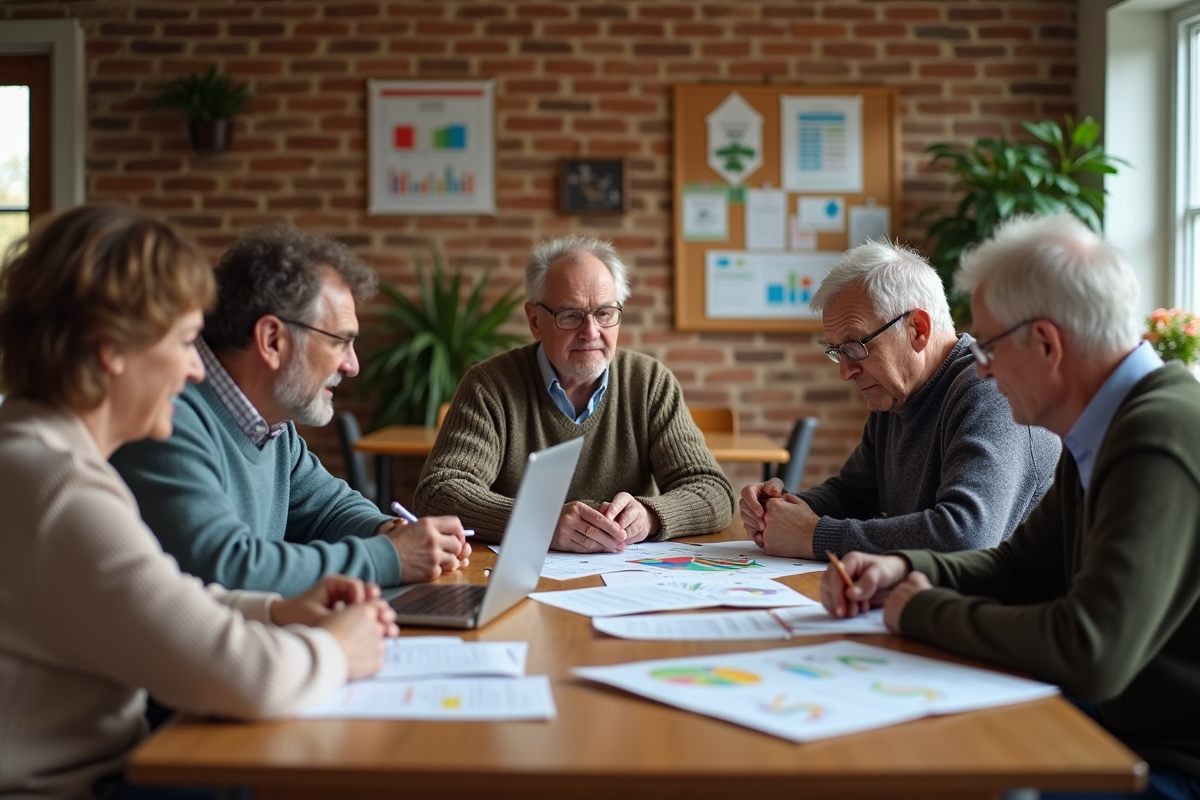 Groupe de personnes discutant de finances autour d'une table