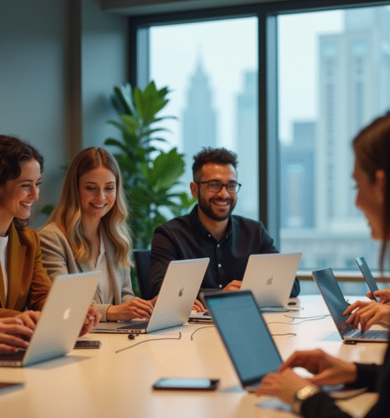 Groupe de jeunes professionnels en réunion au bureau