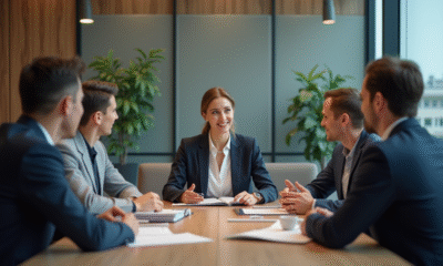 Groupe de professionnels en réunion dans un bureau moderne